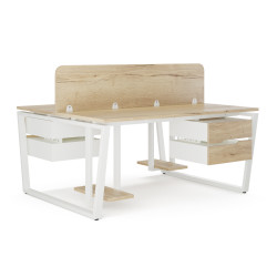 Стол офисный Kobor OTR/2-140/160 white/natural Стол офисный Kobor OTR/2-140/160 white/natural