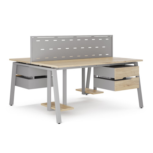 Стол офисный Kobor A/2-80/160 aluminum/natural Стол офисный Kobor A/2-80/160 aluminum/natural