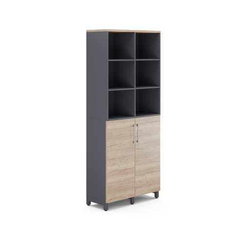 Шкаф распашной Kobor HR/3/3-90/60/M graphite/natural