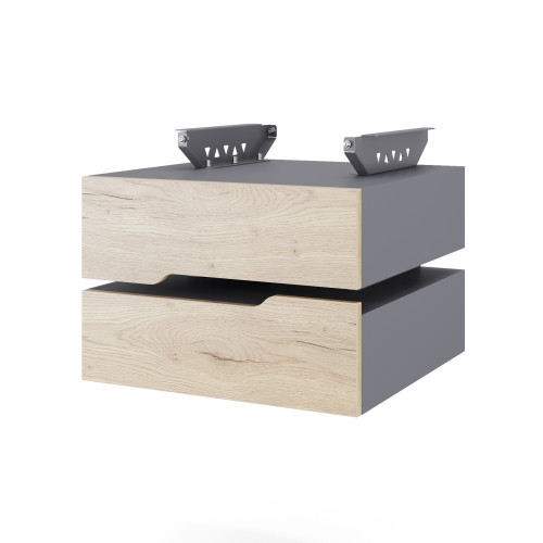Тумба подвесная на 2 ящика Kobor T-2 graphite/natural