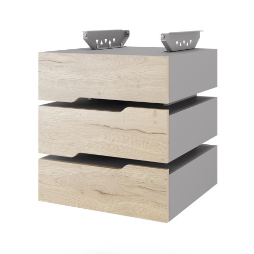 Тумба подвесная на 3 ящика Kobor T-3 aluminum/natural Тумба подвесная на 3 ящика Kobor T-3 aluminum/natural