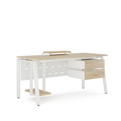 Стол компьютерный Kobor KAB-120/60 white/natural Стол компьютерный Kobor KAB-120/60 white/natural