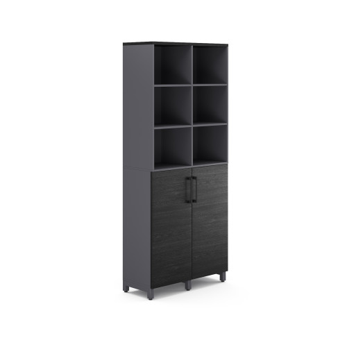 Шкаф распашной Kobor HR/3/3-90/40/M graphite/wood